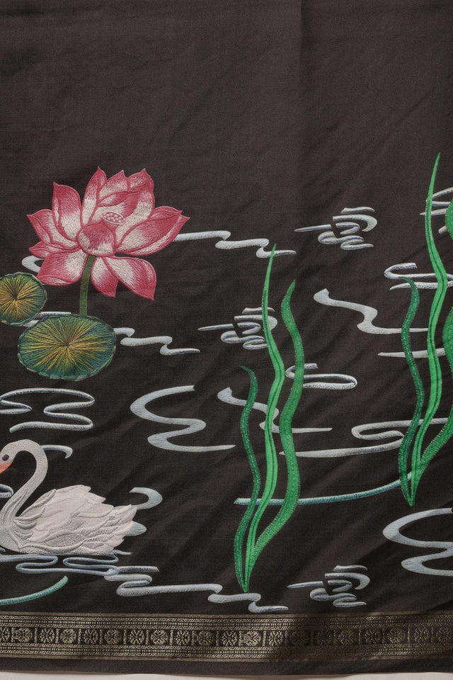 Black Floral Printed Art Silk Saree (SZ-DGKASHVI-BL-2994)
