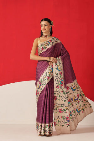 Violet Printed Silk Saree (SZ-DGMAYA-2550)