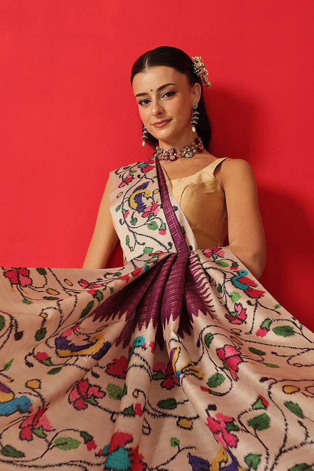 Violet Printed Silk Saree (SZ-DGMAYA-2550)