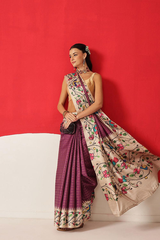 Violet Printed Silk Saree (SZ-DGMAYA-2550)
