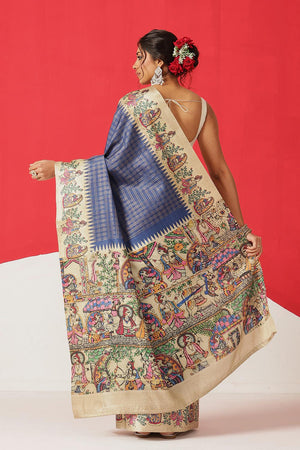 Blue Printed Silk Saree (SZ-DGMAYA-2551)