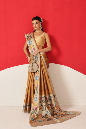Mustard Printed Silk Saree (SZ-DGMAYA-2552)