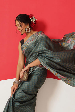 Grey Printed Silk Saree (SZ-DGMAYA-2553)