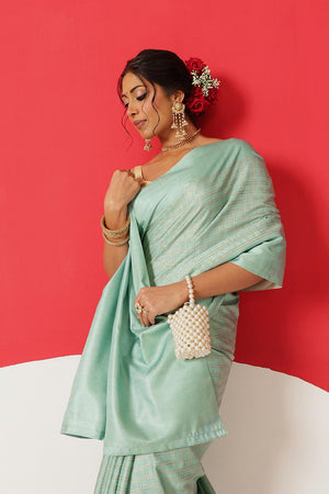 Turquoise Printed Silk Saree (SZ-DGMAYA-3066)