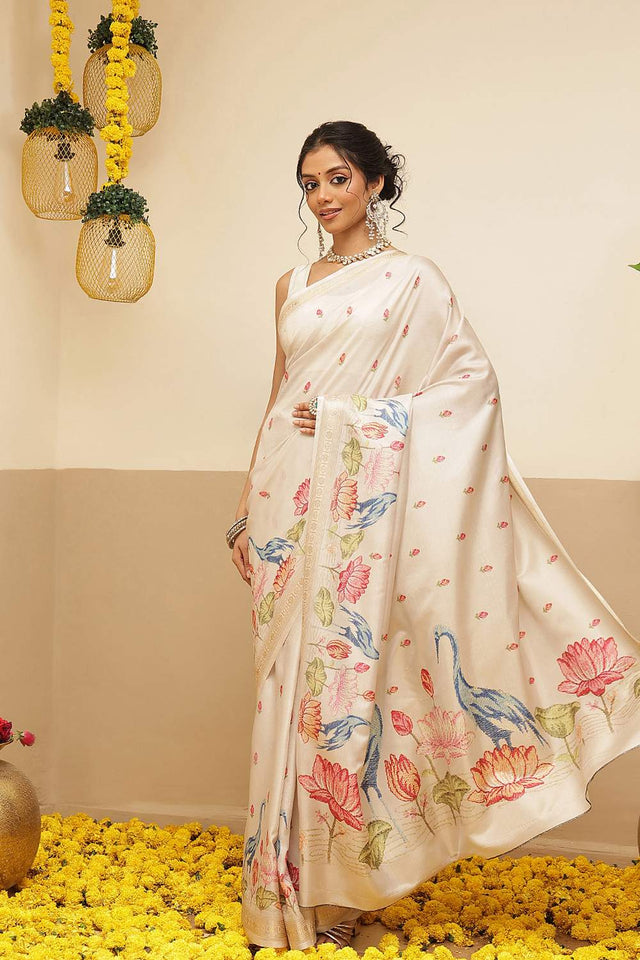 Beige Floral Printed Art Silk Saree (SZ-DGMAYLI-1-BE-3108)