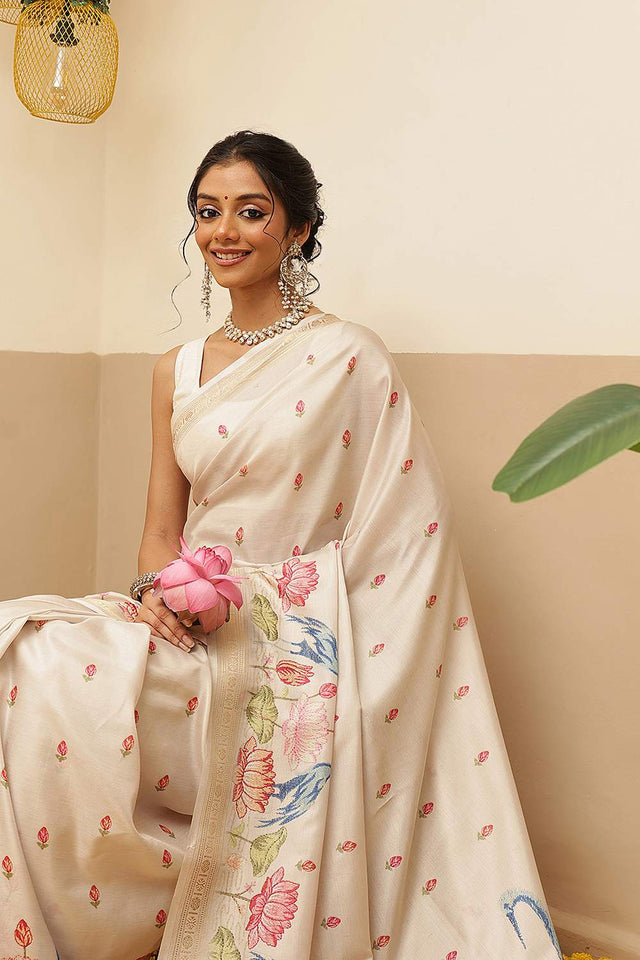 Beige Floral Printed Art Silk Saree (SZ-DGMAYLI-1-BE-3108)