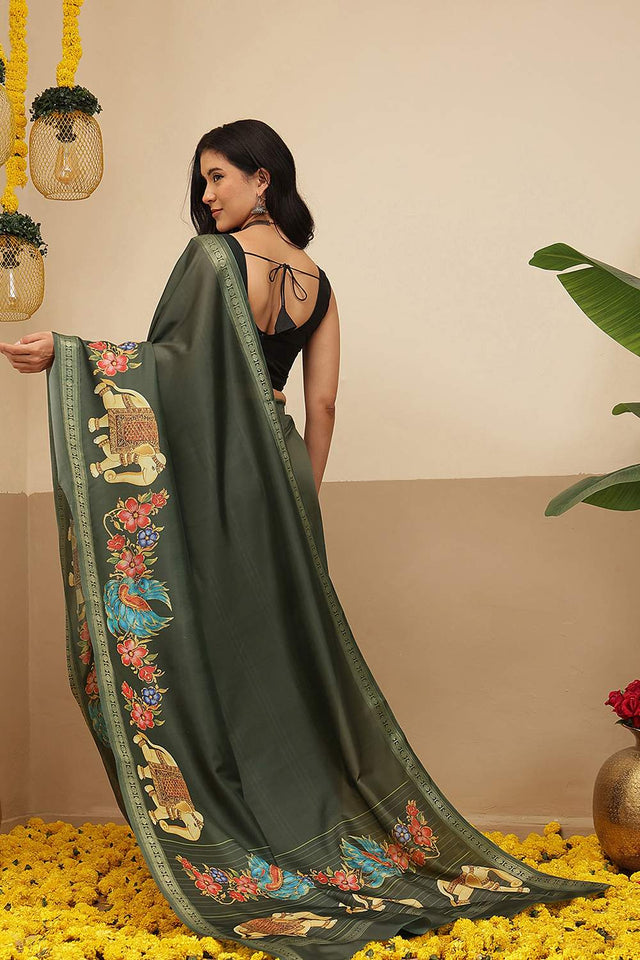 Green Animal Printed Art Silk Saree (SZ-DGMAYLI-1-GN-3102)