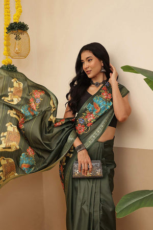 Green Animal Printed Art Silk Saree (SZ-DGMAYLI-1-GN-3102)