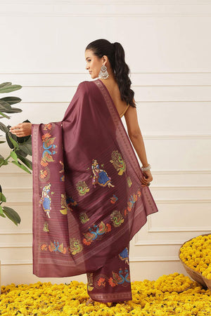 Maroon Kalamkari Printed Art Silk Saree (SZ-DGMAYLI-1-MR-3106)