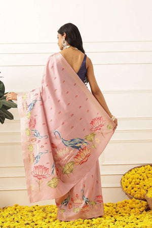 Pink Floral Printed Art Silk Saree (SZ-DGMAYLI-1-PN-3109)