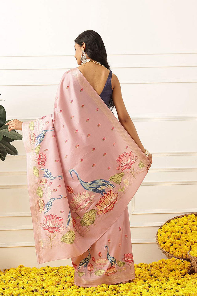 Pink Floral Printed Art Silk Saree (SZ-DGMAYLI-1-PN-3109)
