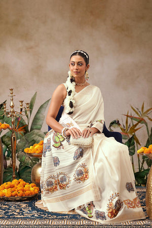 Beige Printed Art Silk Saree (SZ-DGMAYLI-3000)