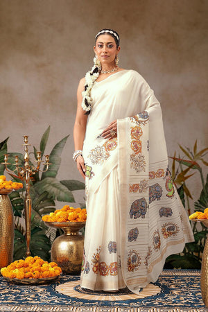 Beige Printed Art Silk Saree (SZ-DGMAYLI-3000)