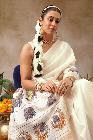 Beige Printed Art Silk Saree (SZ-DGMAYLI-3000)
