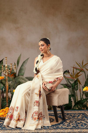 Beige Printed Art Silk Saree (SZ-DGMAYLI-3001)