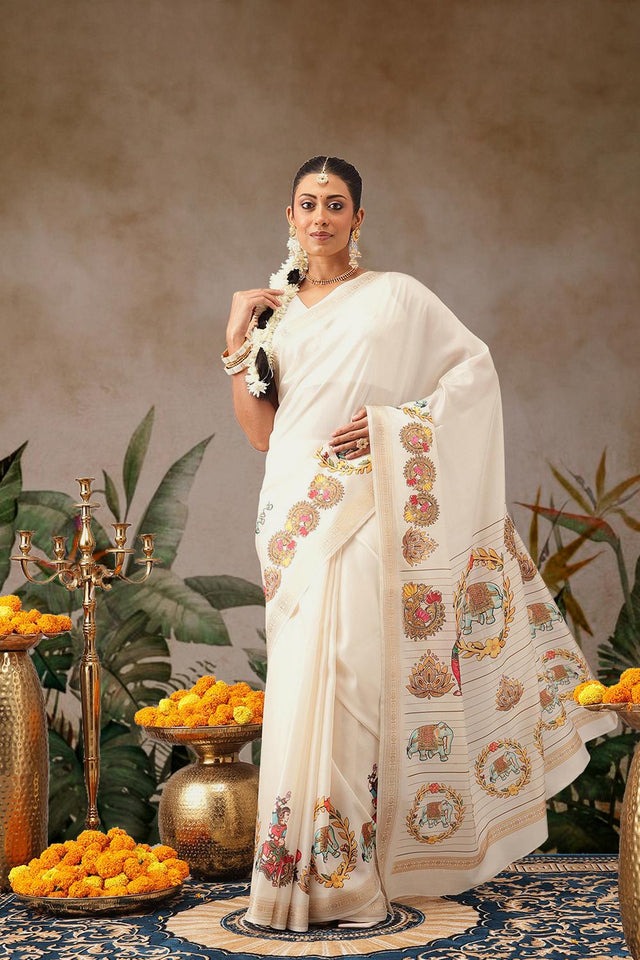 Beige Printed Art Silk Saree (SZ-DGMAYLI-3004)