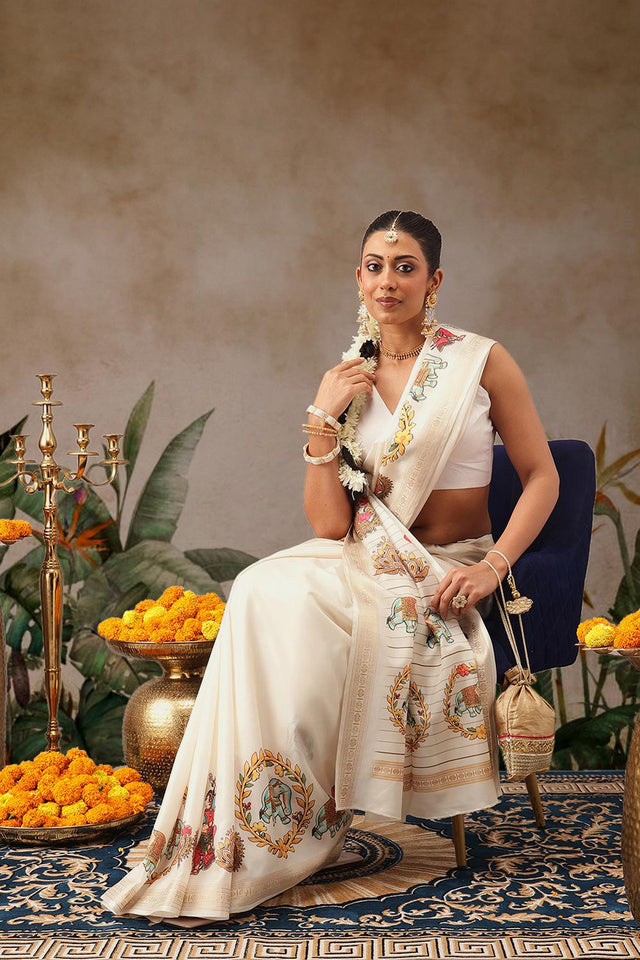 Beige Printed Art Silk Saree (SZ-DGMAYLI-3004)