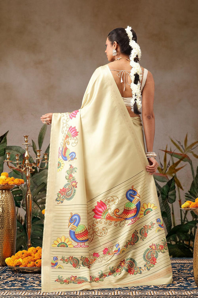 Beige Printed Art Silk Saree (SZ-DGMAYLI-BE-3005)