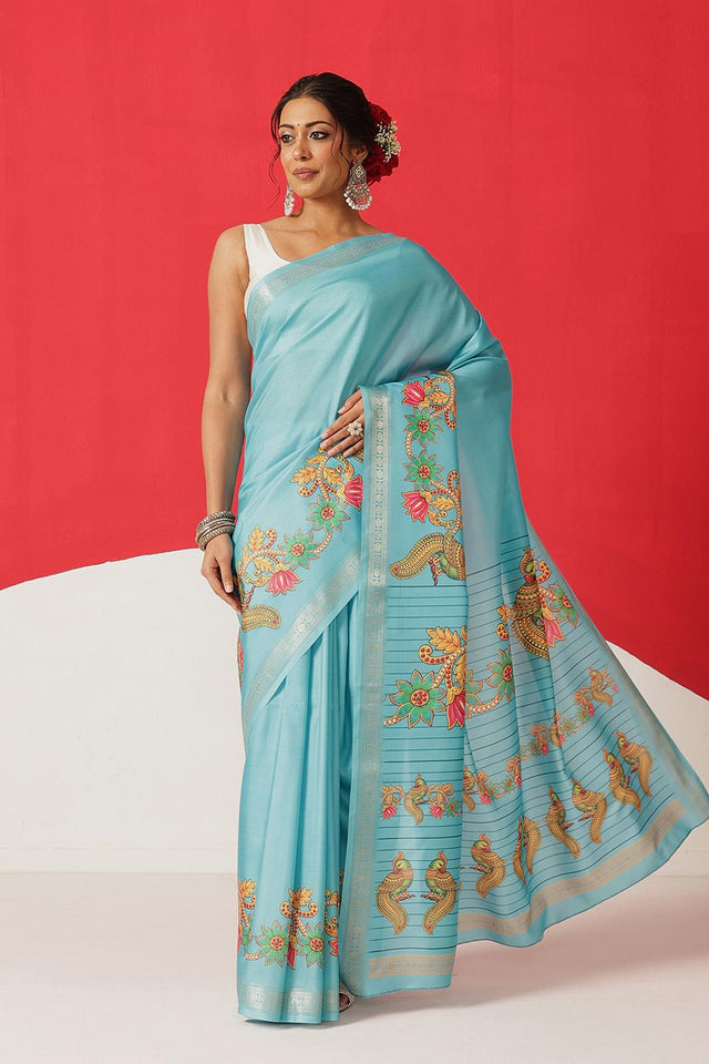 Blue Printed Art Silk Saree (SZ-DGMAYLI-BU-3007)