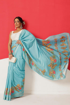 Blue Printed Art Silk Saree (SZ-DGMAYLI-BU-3007)