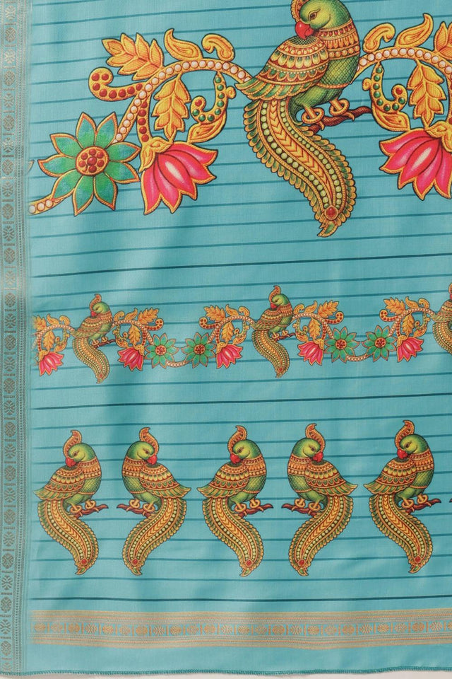Blue Printed Art Silk Saree (SZ-DGMAYLI-BU-3007)