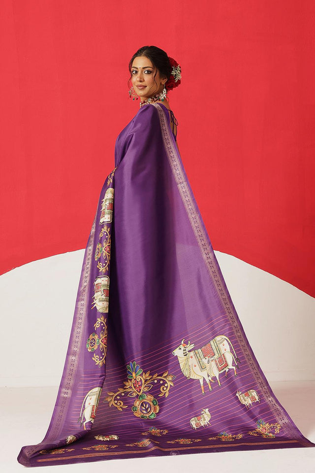 Violet Printed Art Silk Saree (SZ-DGMAYLI-PP-3008)