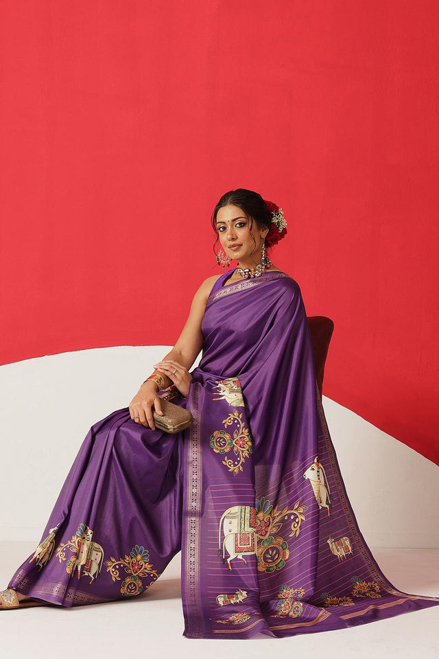 Violet Printed Art Silk Saree (SZ-DGMAYLI-PP-3008)