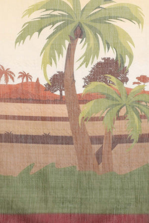 Yellow Cotton Zari Tissue Printed Saree