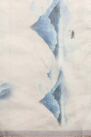 Beige Cotton Zari Tissue Printed Saree