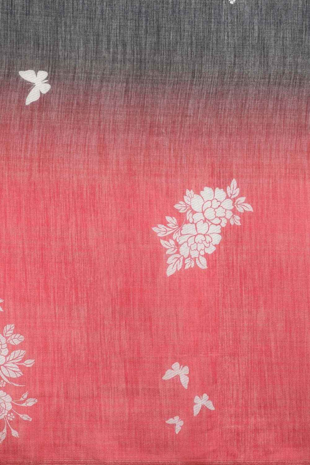 Black Cotton Zari Tissue Printed Saree