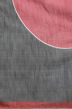 Grey Cotton Zari Tissue Printed Saree