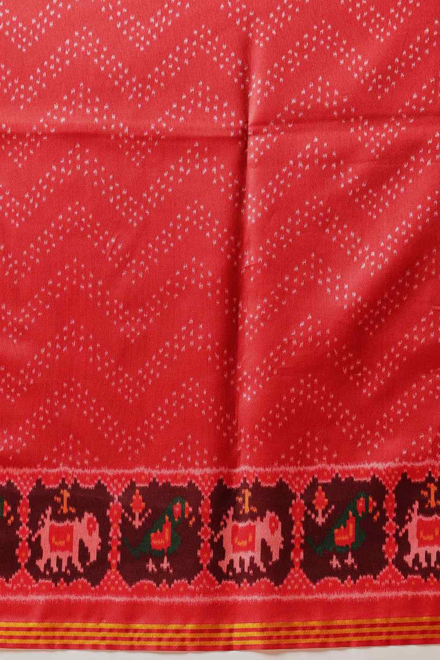 Red Printed Silk Saree