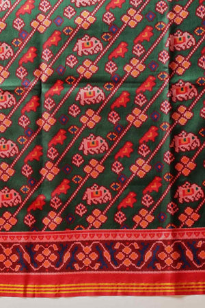 Green Printed Silk Saree