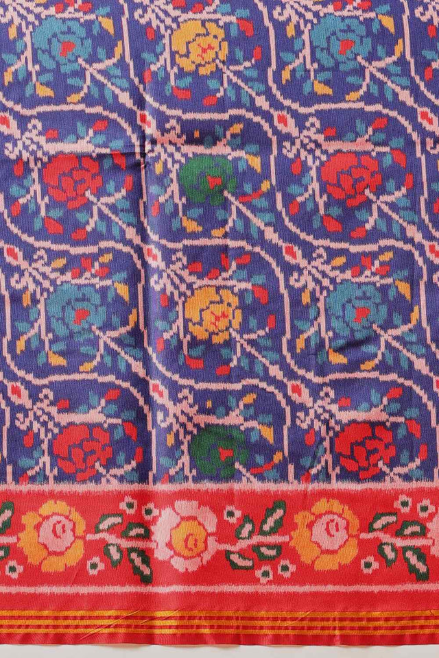 Blue Printed Silk Saree