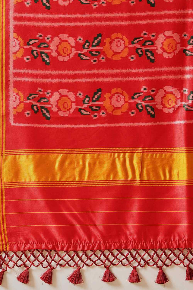 Blue Printed Silk Saree