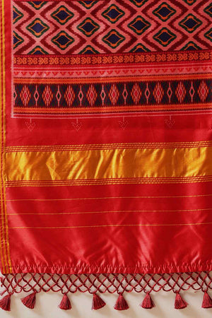 Pink Printed Silk Saree