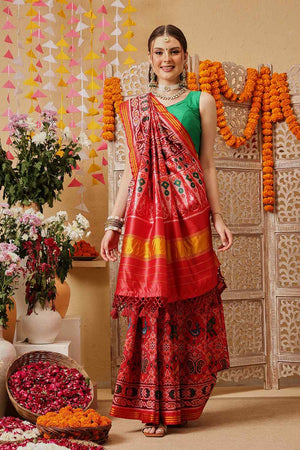 Multi Color Printed Silk Saree