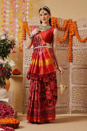 Violet Printed Silk Saree