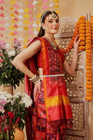 Violet Printed Silk Saree