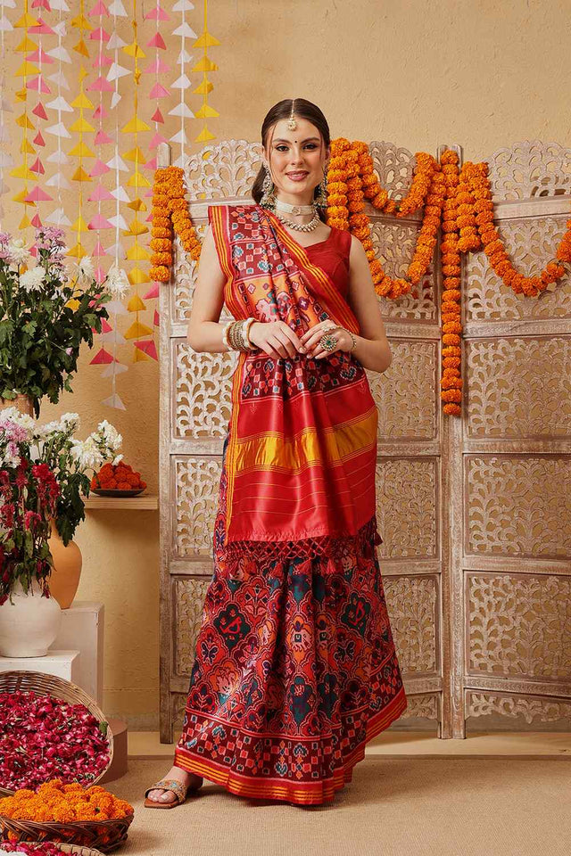 Multi Color Printed Silk Saree