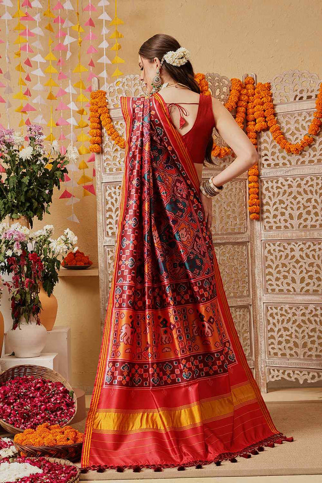 Multi Color Printed Silk Saree