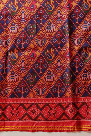 Mustard Printed Silk Saree