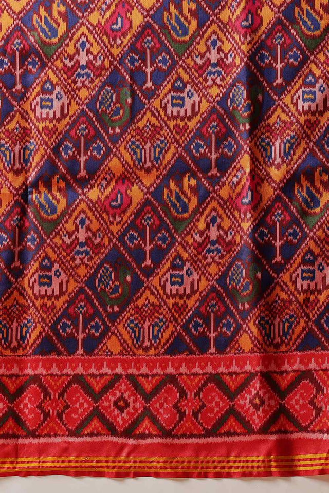 Mustard Printed Silk Saree