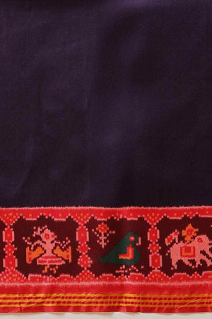 Navy Blue Printed Silk Saree