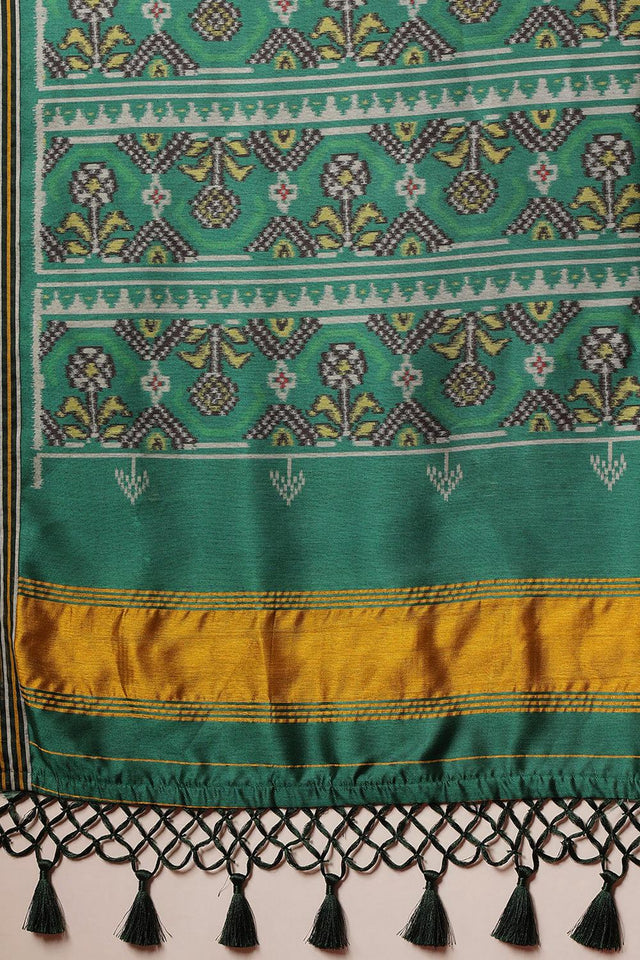 Green Patola Printed Silk Saree
