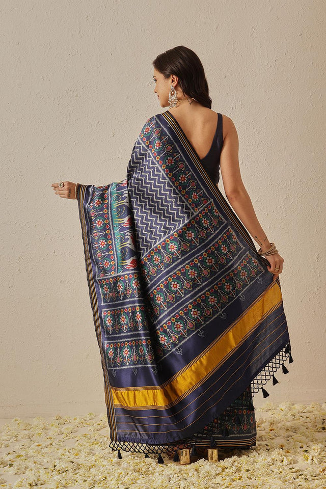 Navy Blue Patola Printed Silk Saree (SZ-DGPATOLA-2968)