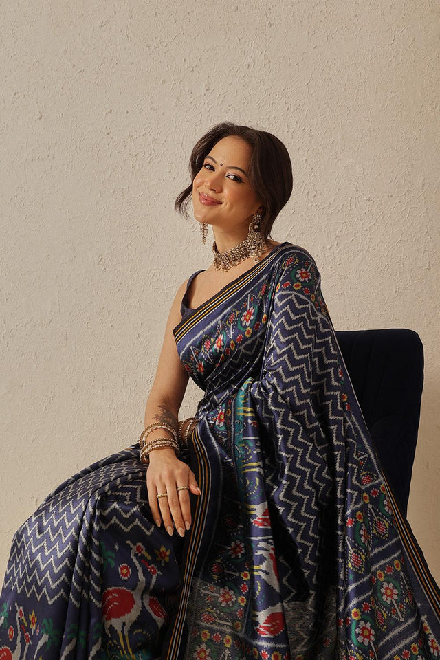 Navy Blue Patola Printed Silk Saree (SZ-DGPATOLA-2968)