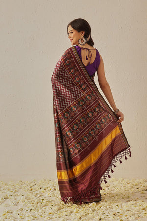 Maroon Patola Printed Silk Saree
