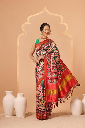 Off White Patola Printed Silk Saree (SZ-DGPATOLA-2972)