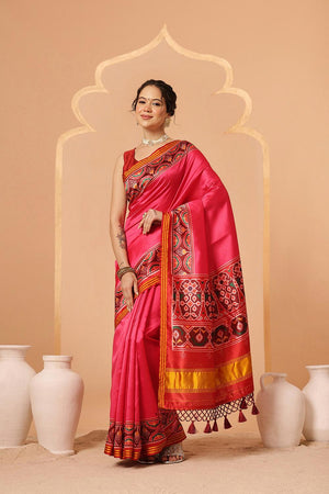 Pink Patola Printed Silk Saree (SZ-DGPATOLA-2975)